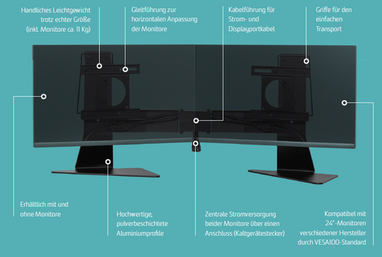 FALTBAR® tragbare Zweimonitor-Halterung (24")